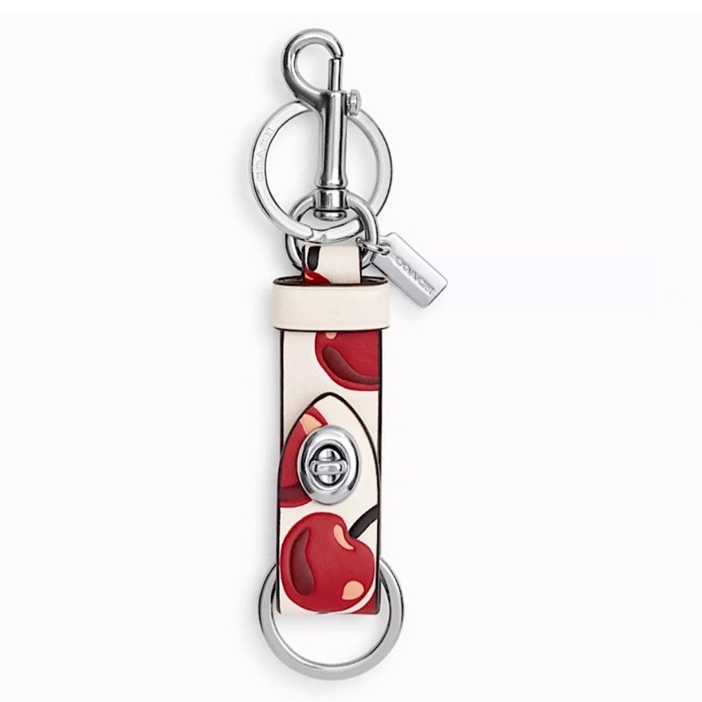 NWT Coach Trigger Snap Bag Charm With Cherry Print